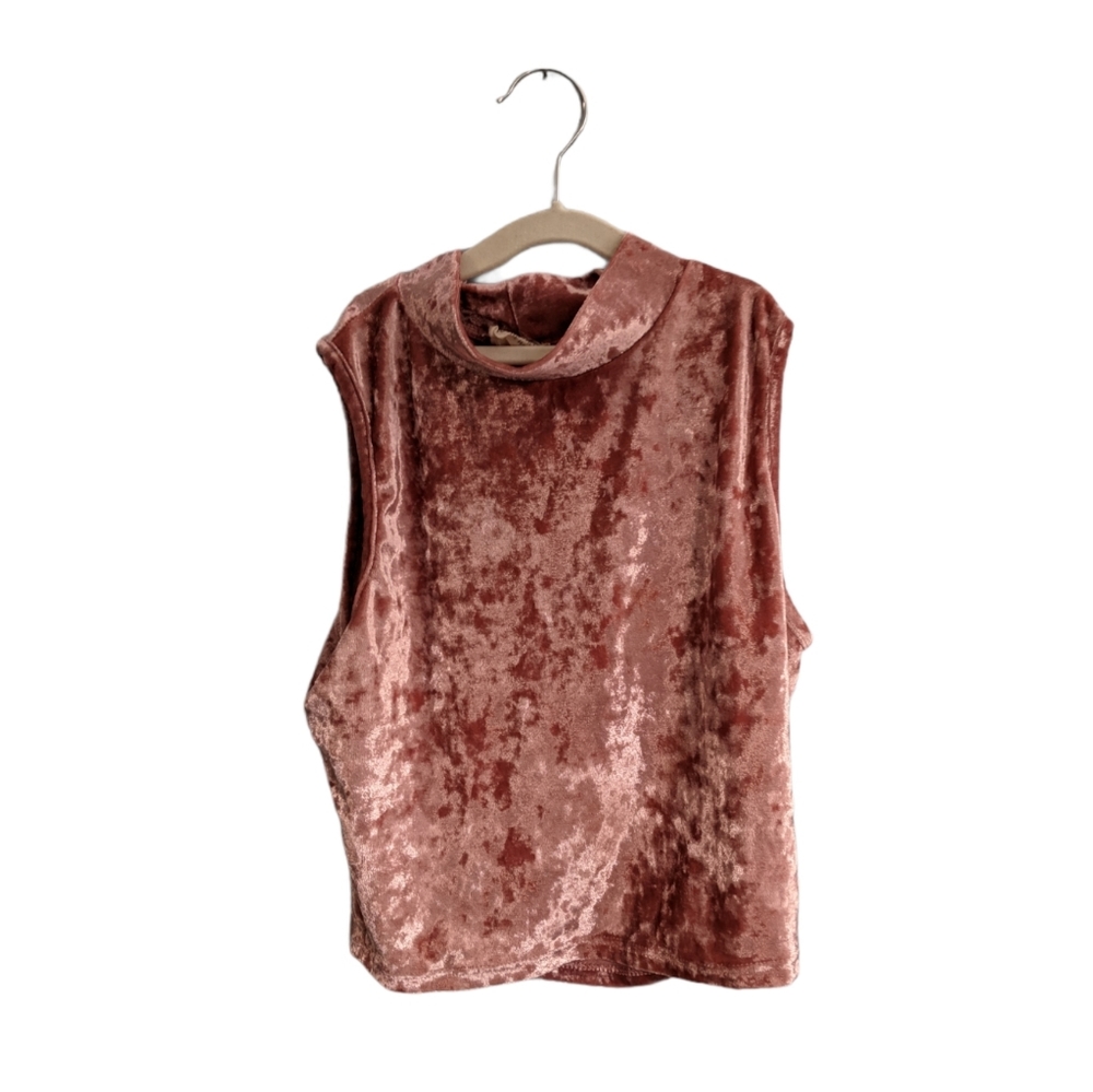 Caution to the Wind Crushed Velvet Rose Tank Top